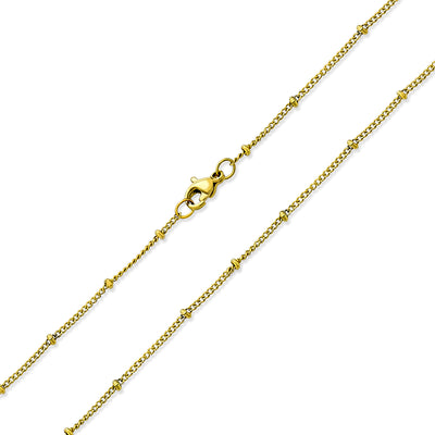 Thin Minimalist Gold Plated Saturn Chain Necklace with Tiny Ball 16-20 Inch