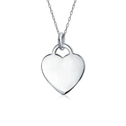 Minimalist Heart Shape Initial Pendant Necklace in Sterling Silver