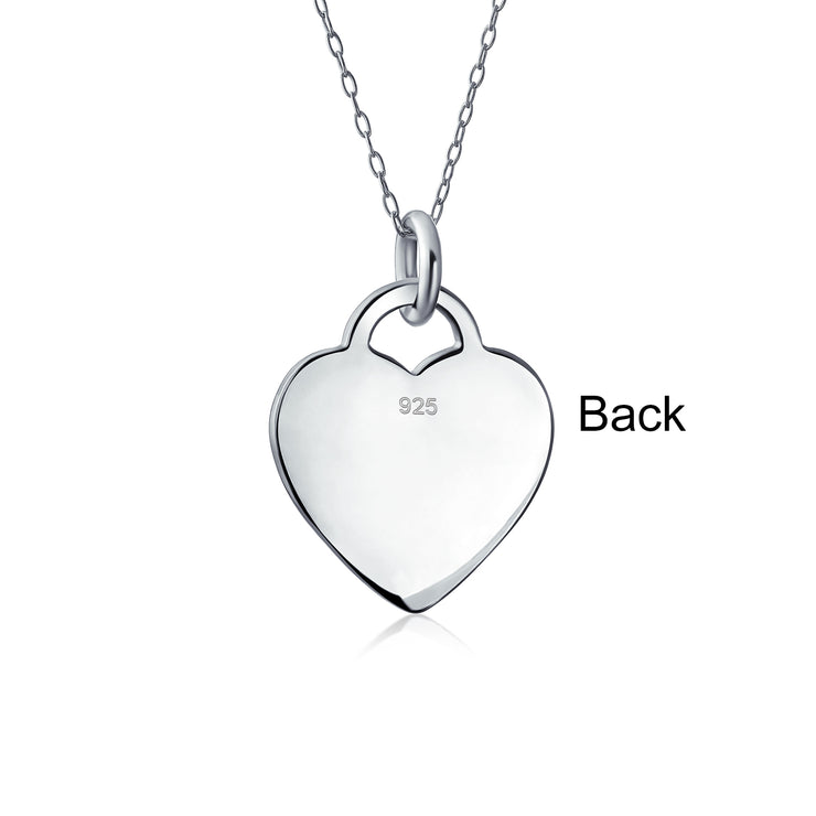 Minimalist Heart Shape Initial Pendant Necklace in Sterling Silver