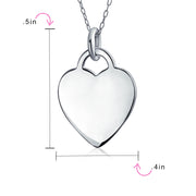 Minimalist Heart Shape Initial Pendant Necklace in Sterling Silver