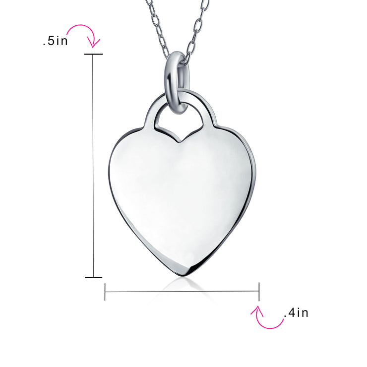 Minimalist Heart Shape Initial Pendant Necklace in Sterling Silver