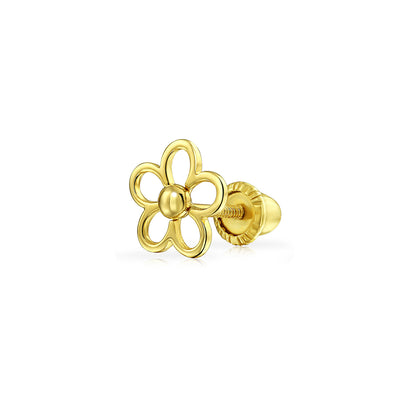 Tiny 14K Gold Sunflower Cartilage Ear Stud Earrings with Secure Screw Back