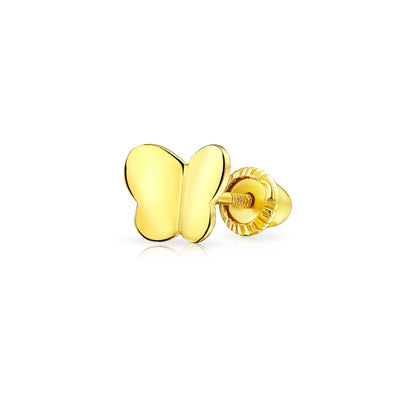 Butterfly Cartilage 1 Piece Earring Real 14K Yellow Gold Screwback