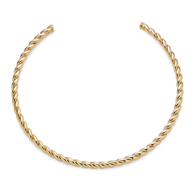 Traditional Cable Twist Choker Necklace for Teens 14K Yellow Gold Plated Rope Design