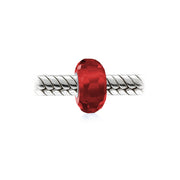 Set of 3 Sommelier Red Wine Glass CZ & Faceted Translucent Red Glass Charm Bead