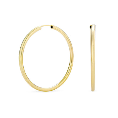 Endless Continuous 3MM Thin Hoop Earrings Gold Plated 1.5 2,2.5 2.75 "