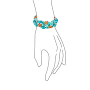 Statement Blue Turquoise Amber Resin Multi Strand Bracelet with Silver Clasp