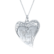 Filigree Inlaid Turquoise Heart Pendant Necklace .925 Sterling Silver