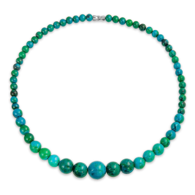 Set of 2 Graduated Blue Turquoise Black Onyx Bead Strand Necklace 18 Inch