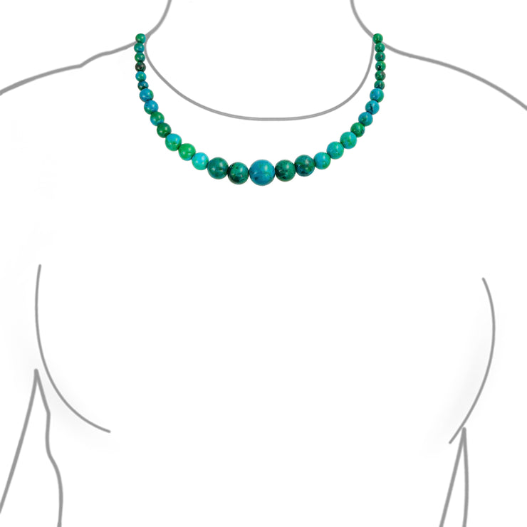 Set of 2 Graduated Blue Turquoise Black Onyx Bead Strand Necklace 18 Inch