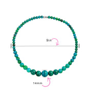 Set of 2 Graduated Blue Turquoise Black Onyx Bead Strand Necklace 18 Inch