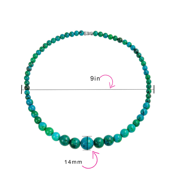 Set of 2 Graduated Blue Turquoise Black Onyx Bead Strand Necklace 18 Inch