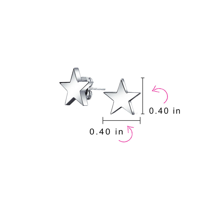 Set of 2 Patriotic Celestial Rock Star Stud Earrings Black Plated Steel 10MM