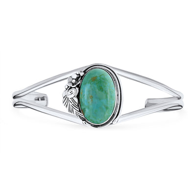 South Western Oval Cabochon Turquoise Split Cuff Bracelet .925 Silver