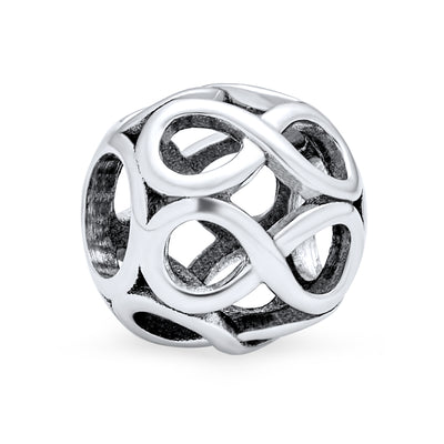 Valentine Heart Knot Charm Bead Sterling Silver for European Bracelet