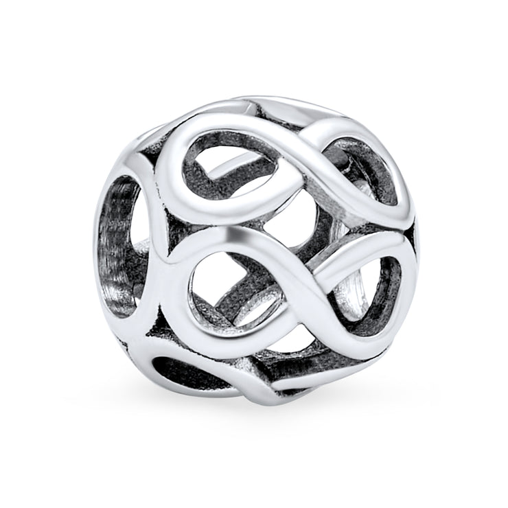 Set of 2 Couples Kissing Lovers & Valentine Heart Knot Spacer Charm Bead Silver