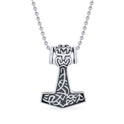 Celtic Thor's Hammer Knot Pendant Necklace Stainless Steel With Chain