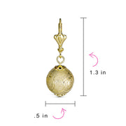 Elegant Vintage Diamond-Cut Drop Ball Earrings 18K Gold Plated Lightweight 12MM