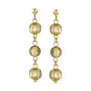 Elegant Vintage Style Drop Ball Earrings 18K Gold Plated Lightweight Dangle