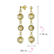 Elegant Vintage Style Drop Ball Earrings 18K Gold Plated Lightweight Dangle