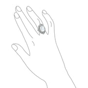 Western Jewelry Boho Silver Ring with Large Gemstone and Moonstone Cabochon