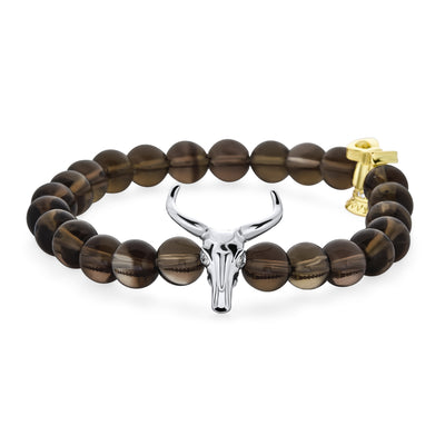 Texas Longhorn Stretch Bracelet with Brown Beads