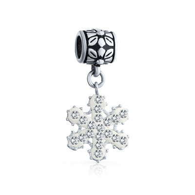 Christmas Charm Bead Snowflake Crystal Dangle for Holiday Bracelets