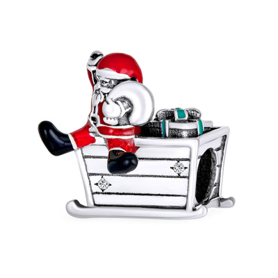 Christmas Charm Bead Santa Hat & Sled Sterling Silver for European Bracelet