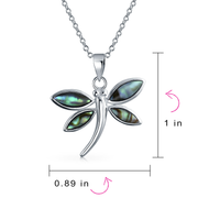Butterfly Dragonfly Pendant Abalone Shell Necklace Sterling Silver