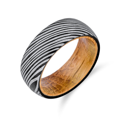 Matte Black Band Natural Oliver Wood Liner Titanium Wedding Band Rings