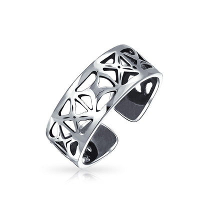 Open Spiral Celtic Scroll Wide Midi Toe Ring in Oxidized Sterling Silver