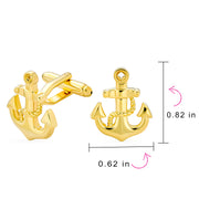 Nautical Anchor Rope Boater Sailor Shirt Cufflinks Gold Plated Steel