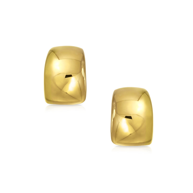 Set of 2 Huggie Shrimp Half Hoop Clip-On Earrings for Non-Pierced Gold Plated