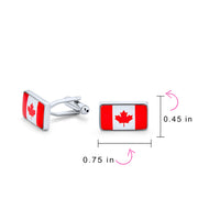 Canadian Flag Red Maple Leaf Flag Red White Shirt Cufflinks Steel