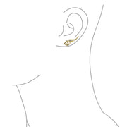 CZ Wire Ear Pin Crawlers Earrings 14K Gold Plated 925 Sterling Silver